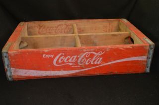 Vintage Coca Cola Red & White Wood Carrier Crate Box 4 Six Pack Divider Soda