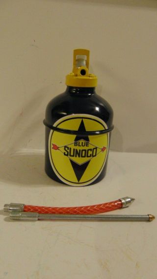 Sunoco Motor Oil Can Gasoline Station Gas Sign Pump Spout Big 1 Quart Arrow