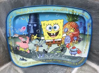 2003 Sponge Bob Square Pants Tv Tray Activity Fold Out Surface Tin Tray
