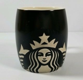 Starbucks 2011 Mermaid Siren Logo Barrel Shape Black Coffee Mug