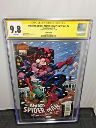Cgc Ss 9.  8 Spider - Man Renew Vows 2 Mary Jane Variant Signed By Tom Holland