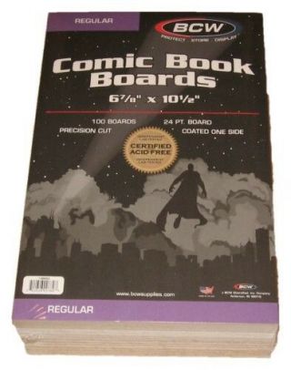 Pack Of 100 Bcw Regular Comic Book Acid Backer Boards 6 7/8 X10 1/2 Backing
