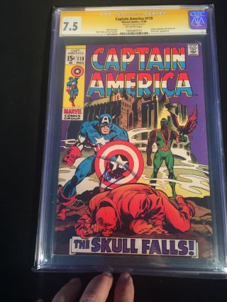 Captain America 119 Signed By Stan Lee Signature Series Comic Cgc 7.  5 Red Skull