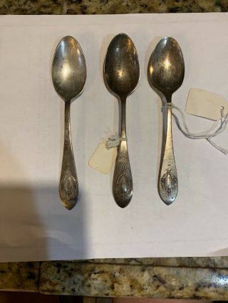 Three 3 Rogers Lunt & Bowlen Sterling Silver Spoon Mt Vernon Pattern 1905 7 1/4 "