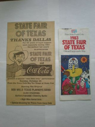 State Fair Of Texas Coca - Cola And Pepsi Paper Advertising - Early 1980 