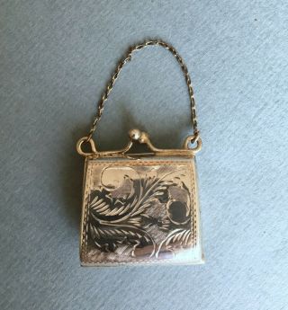 Vintage 1971 Small Sterling Silver Handbag Purse Pill Box Pendant Hallmarked Hm