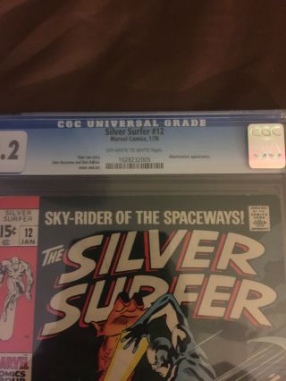 THE SILVER SURFER 12 CGC 9.  2 (1970) OW/W NM - Abomination 2