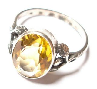 Vintage Or Antique Silver And Citrine Arts And Crafts Style Ring