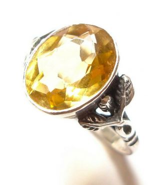VINTAGE OR ANTIQUE SILVER AND CITRINE ARTS AND CRAFTS STYLE RING 2