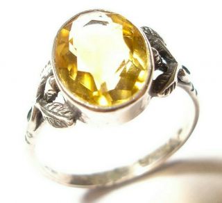 VINTAGE OR ANTIQUE SILVER AND CITRINE ARTS AND CRAFTS STYLE RING 3