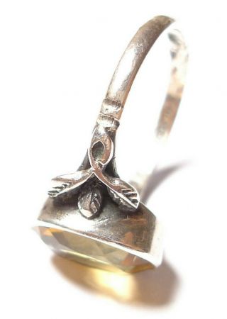 VINTAGE OR ANTIQUE SILVER AND CITRINE ARTS AND CRAFTS STYLE RING 4