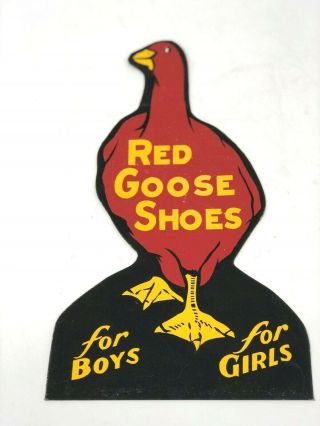 Old Vintage Red Goose Shoes Display Sign Cardboard No Creases Or Damage