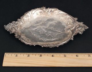 Small Unique Antique Hallmarked German 800 Silver Repousse Handled Tray,  Nr