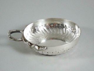 French Sterling Or Silverplated Wine Taster With Snake Design Handle