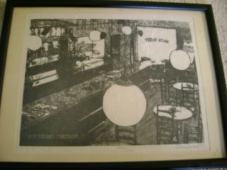 Rare 1975 Jack Daniels Bar Lynchburg Tenn.  Lithograph Signed & Numbered 5