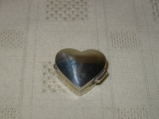 Attractive Heart Shape Small Sterling Silver Pill Box - Hinged Lid - 5g