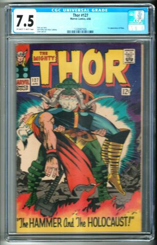 Cgc 7.  5 Thor 127 (2) Classic Cover Jack Kirby Art Marvel 1966