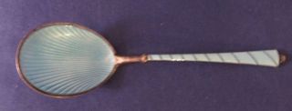 Vintage Ela Denmark.  925 Sterling Silver Blue Enamel Spoon