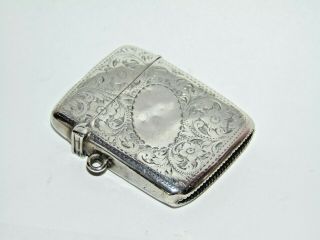 Pretty Engraved Antique 1900 Solid Silver Vesta Case By M.  G Collingwood & Son