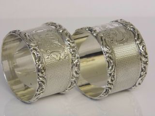 An Exquisite Antique Edwardian Solid Silver Napkin Rings Chester 1905