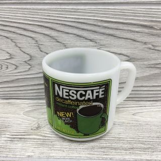 Vintage Nestle Nescafe Decaffeinated Instant Coffee Milk Glass Coffee Mug Cup
