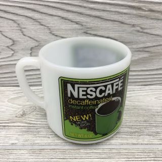 Vintage Nestle Nescafe Decaffeinated Instant Coffee Milk Glass Coffee Mug Cup 4