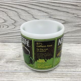 Vintage Nestle Nescafe Decaffeinated Instant Coffee Milk Glass Coffee Mug Cup 5