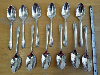 Set Of 12 Wm Rogers Vintage 1939 Allure Pattern Silverplated Tea Spoons