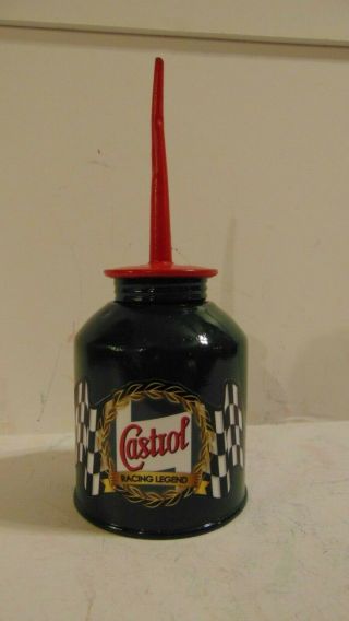 Castrol Vintage Pump Oil Can Gasoline Station Sign Gas Motor Checkered Race Flag