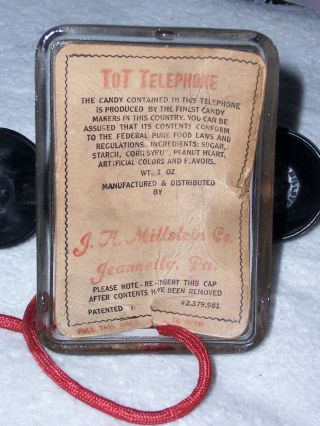 TELEPHONE Glass Candy Container with Cover by J H Millstein 2
