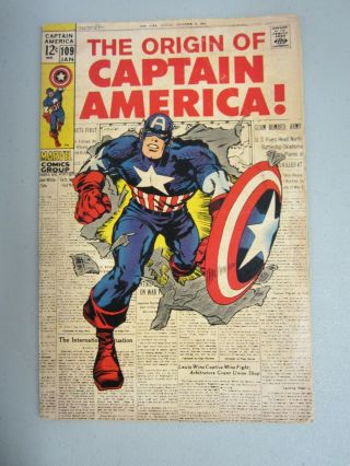 Marvel Comics Captain America 109 The Origin Of Captain America January 1969