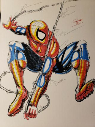 Spiderman Art Drawing Painting Signed By Key
