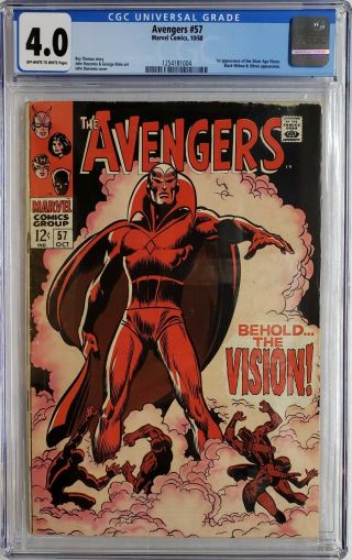 Avengers 57 Cgc 4.  0 1st App The Vison Marvel Key Endgame Iron Man Black Widow