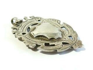 Antique Sterling Silver Fob Medal Shield Cartouche Both Sides Hmk 1920,  Pet Tag