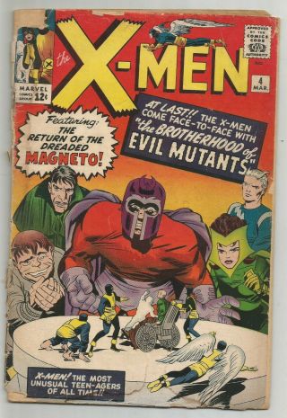X - Men 4 1st Scarlet Witch & Quick Silver Marvel - 1964 - Vintage - Key