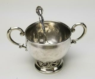 Art Nouveau Gorham Sterling Silver Spoon With Sterling Silver Sugar Bowl