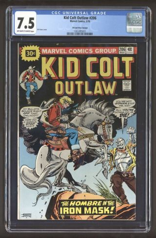 30 Cent Price Variant - Kid Colt 206 Cgc 7.  5 Ow/w Vf - Rare Marvel Comic 1976