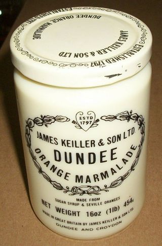 Vintage James Keiller & Son Ltd.  Dundee Orange Marmalade Empty Jar & Lid Sweet