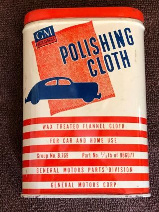 Vintage Gm Car Polishing Cloth Tin - Can
