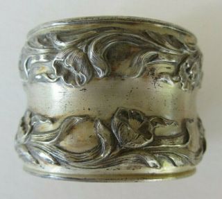 Vintage & Unique Art Deco Era Sterling Silver Floral Repousse Napkin Ring Holder