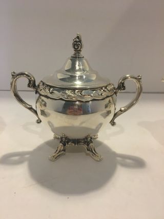 VINTAGE ROGERS & Bro’s ROSE SILVER PLATED SUGAR AND CREAMER SET 3