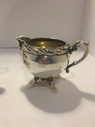 VINTAGE ROGERS & Bro’s ROSE SILVER PLATED SUGAR AND CREAMER SET 4
