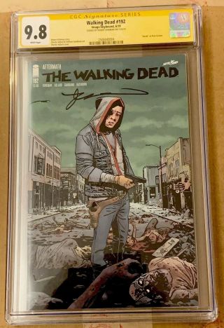 The Walking Dead 192 Cgc 9.  8 " Death Of Rick Grimes " Ss Signed By Kirkman Image