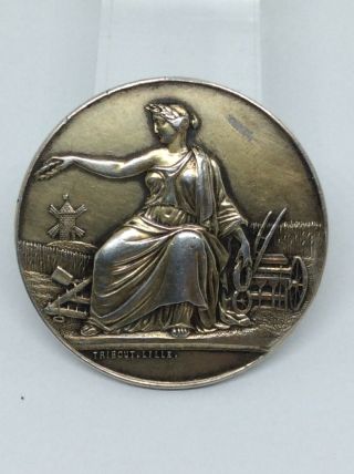 19th Century French Solid Silver Gilt Agricultural Medal