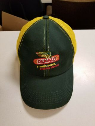 Dekalb Seed Trucker Mesh Strapback Adjustable Hat,  " Strong Roots,  Strong Yields "