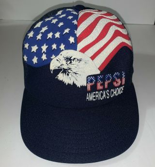 Vintage - Pepsi America’s Choice - Snapback Trucker - Mesh Cap - Usa Flag Eagle