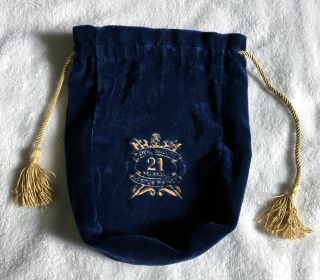Royal Salute 21 Years Old Scotch Whisky Blue Felt Bag Gold Drawstrings 9 X 10.  5