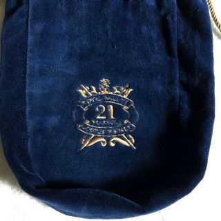 Royal Salute 21 Years Old Scotch Whisky Blue Felt Bag Gold Drawstrings 9 x 10.  5 2