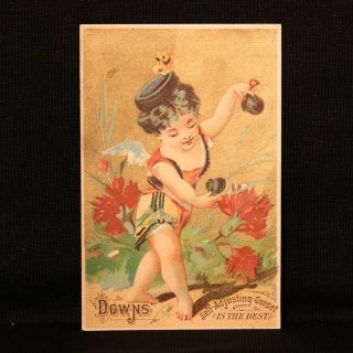 Down’s Corset Girl Playing With Spanish Castanets Trade Card - Marshfield Wi