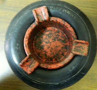 Vintage Advertising Firestone Rubber Tire Ashtray With Plastic Insert